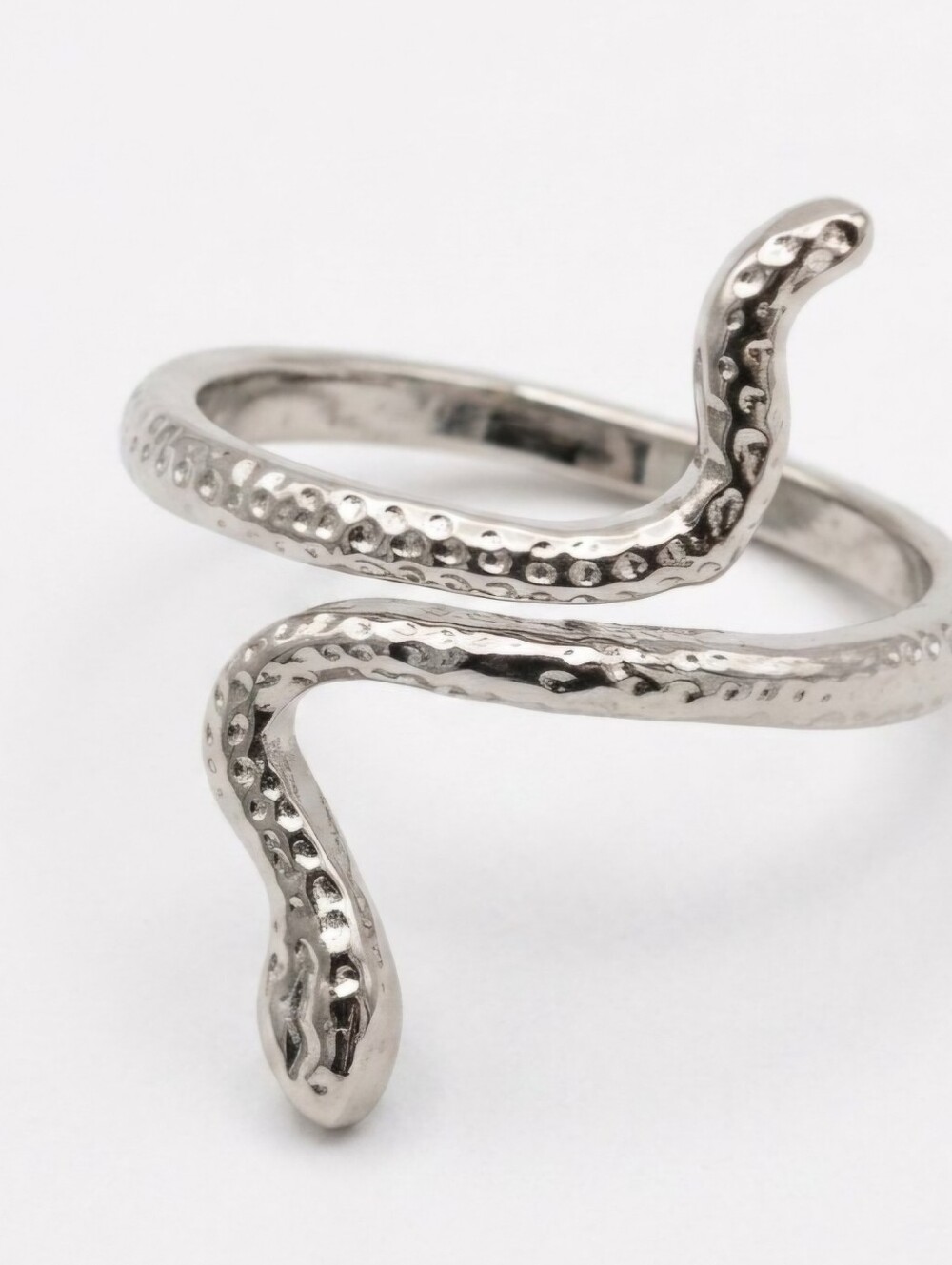 Snake lovers, new textured, quality titanium silver. Size 8 ring